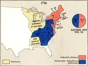 Election map for 1796, John Adams' only victory lap.