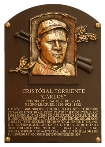 Cristobal Torriente's Hall of Fame plaque
